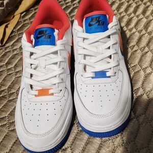 Nike Kids Sneakers - White, Blue, and Orange